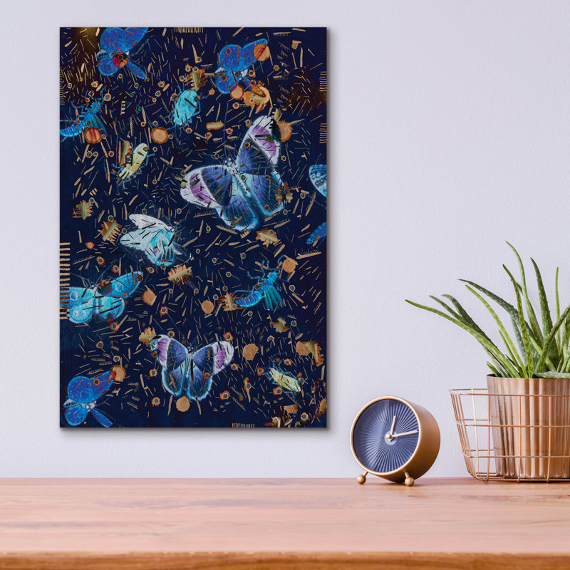  «Confetti with Butterflies 2» par Lori Arbel, art mural en verre acrylique, 12 po x 16 po
