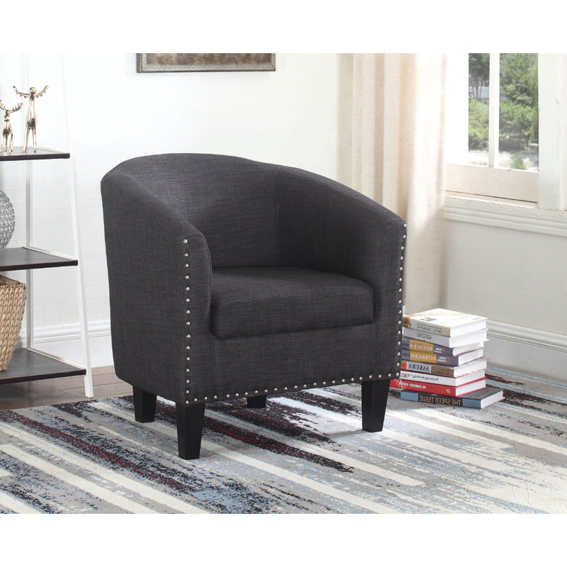 Caples Upholstered Barrel Chair, Gray