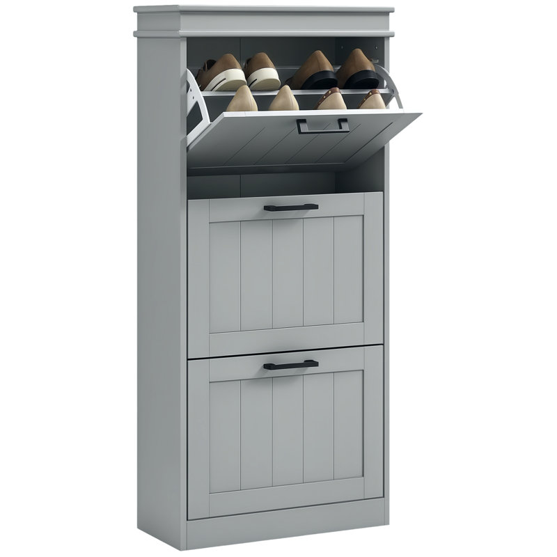 15 Pair Shoe Storage Cabinet, Grey