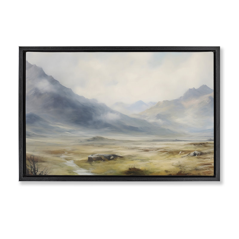 Cadre flottant Faded Mountain Secrets, design par Franklyn Gregory, Cadre flottant noir de jais, H 17 po x l 25 po