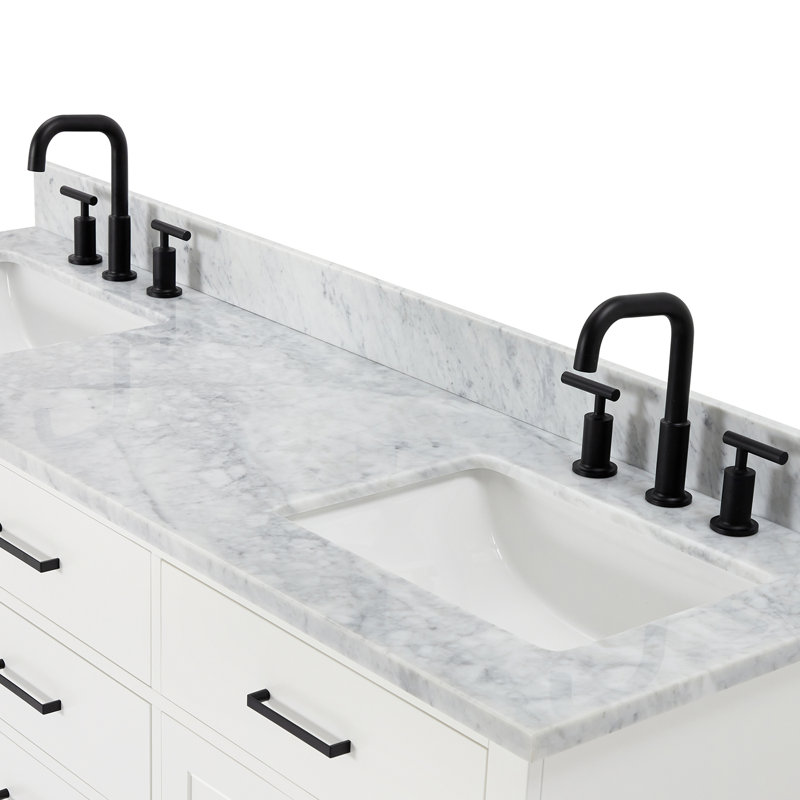 67 in. Double Vanity, Rectangular, White, 67"