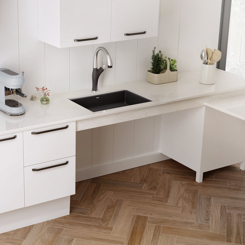 Precis SILGRANIT 25" L x 18'' W Undermount ADA Kitchen Sink, Anthracite