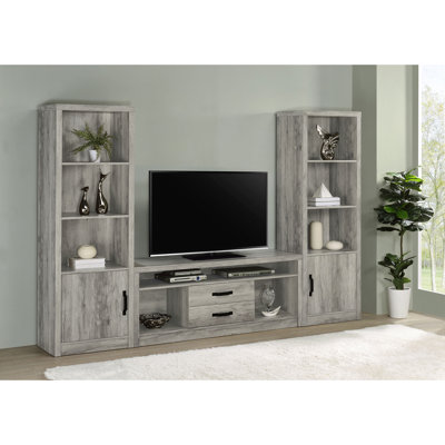 Refined Finish - Dayne 3-Piece 59" TV Entertainment Center Grey Driftwood