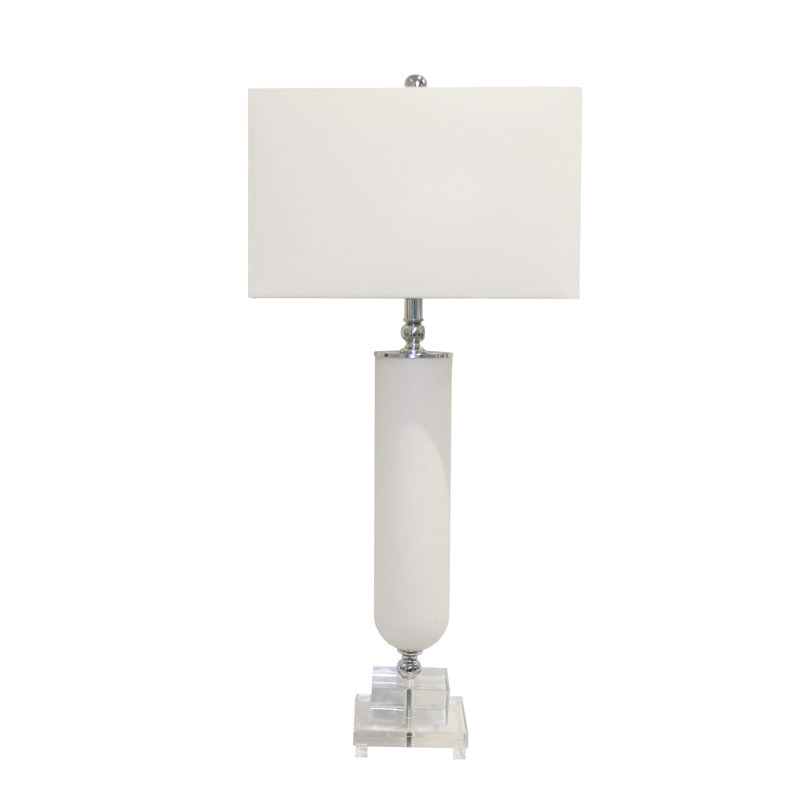 Lampe de table piédestal en verre givré et Lucite - épurée, chic et sans effort