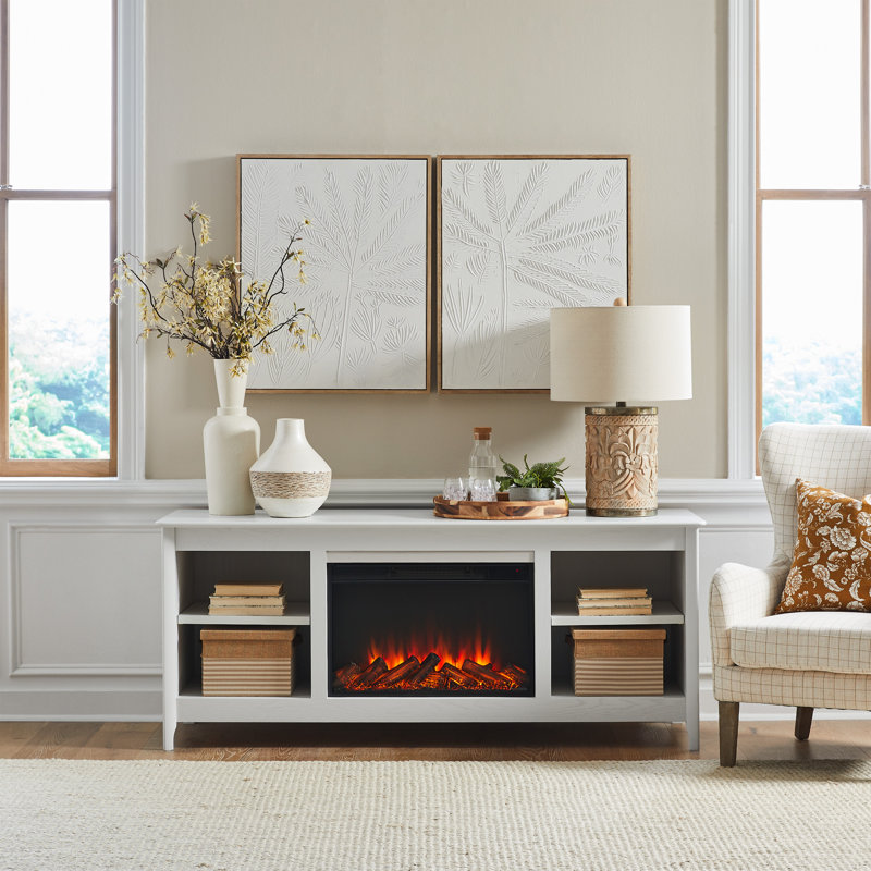 Fraley 68" Electric Fireplace TV Stand, Whitewash