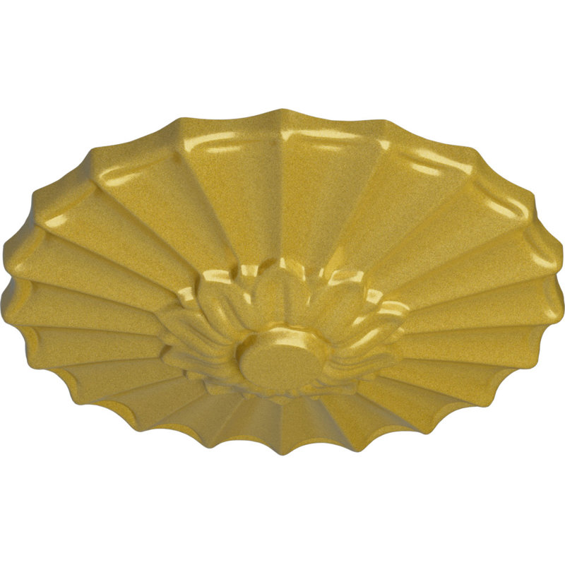 Médaillon de plafond Endurathane Shakuras, DO 9 po x P 1 3/8 po (convient aux auvents jusqu'à 1 3/8 po), finition or pâle peinte à la main