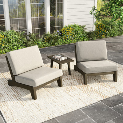 Polett Outdoor Conversation Set Solid Wood Group With Armless Chair And Side Table