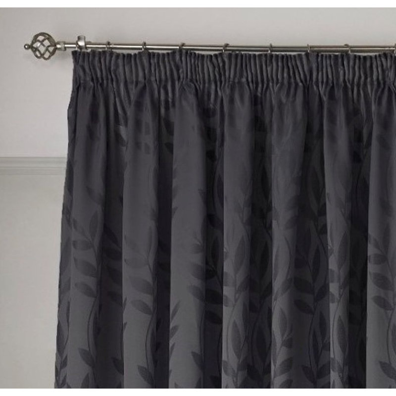 Semi Sheer Curtain Pair, Charcoal, 167 cm W x 228 cm D