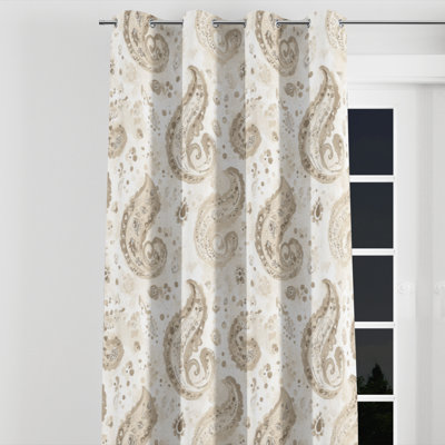 Rideaux en velours Modern - rideau à motif floral à motif cachemire beige scandinave - 1 panneau