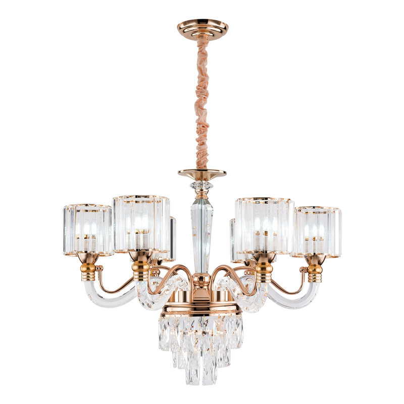 Luminaire suspendu élégant en cristal 6 lumières