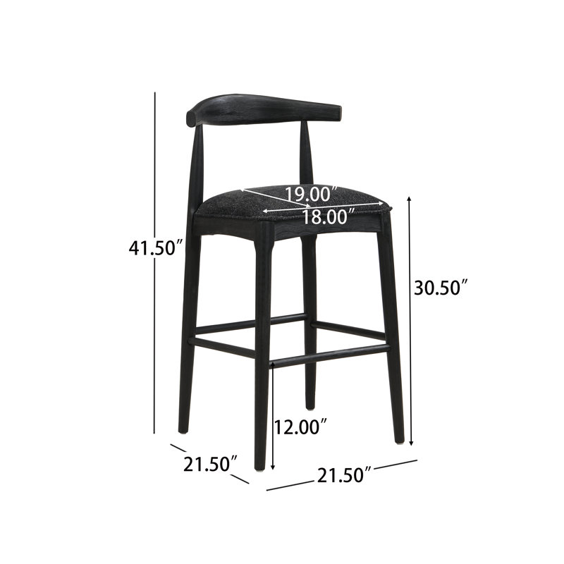 Tabourets rembourrés Eameson, Siège noir / structure noire, Tabouret de bar (siège d'une hauteur de 30,5 po)