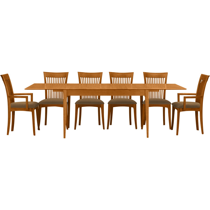 Sarah 7 - Piece Extendable Dining Set, Autumn Cherry, Coffee Leather