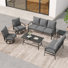 Nickita Outdoor Metal 7-Person Patio Set With Two Tables And Cushions