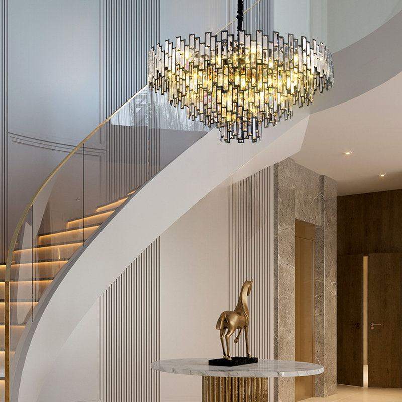 Maecee Crystal Chandelier Light Fixture, Luxury Round Chandeliers High Ceiling for Living Room, Bedroom, Dining Room, Kitchen Island, Entryway