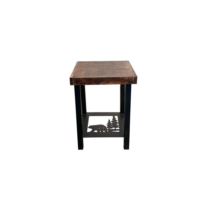 Table de bout en fer Kodiak / Rough Sawn, Noir