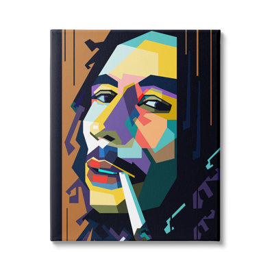 «Modern Bob Marley Portrait», motif géométrique abstrait par Birch & Ink - impression