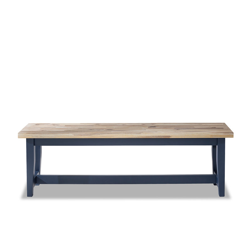 Doria Solid Wood Bench, H44.8 x W140 x D32cm, Navy Blue