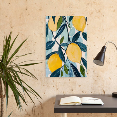 Vibrant Lemons Branch Vibrant Abstract Lemon Tree Fruit Nature Wall Art