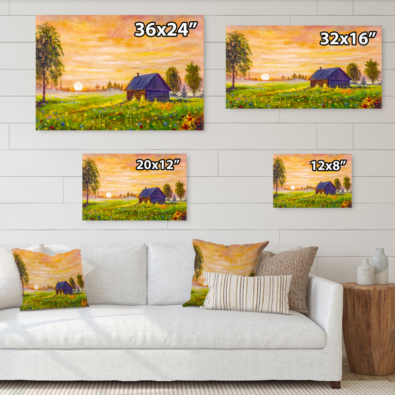 «Sunset Over Farmhouse Field II», reproduction encadrée sur toile, H 8 po x l 12 po x P 1 po, Toile tendue