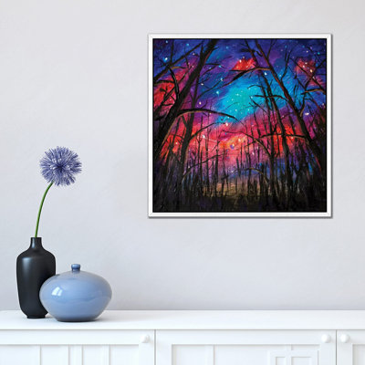 Beautiful Starry Sky Through Trees in Forest 1 Piece Painting on Canvas