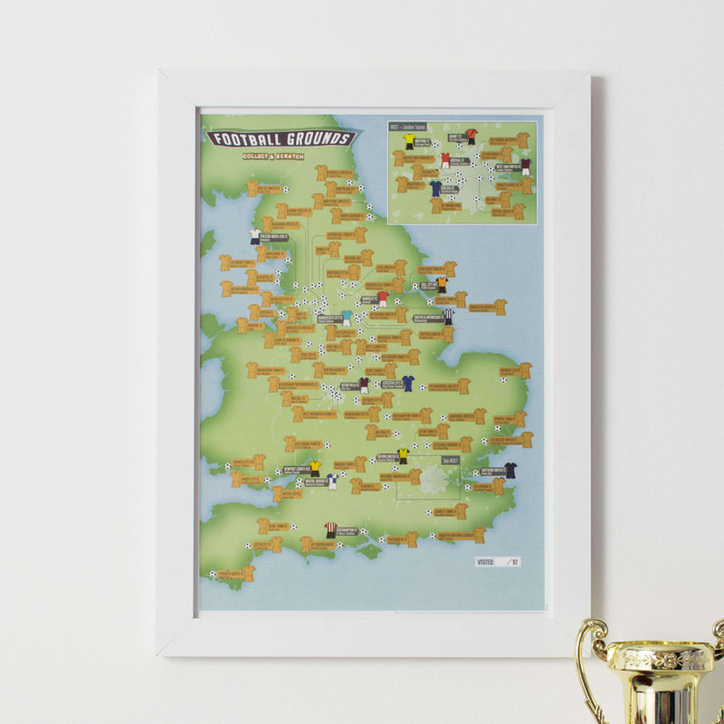 Scratch Off 92 Football Grounds - Single Picture Frame Print
