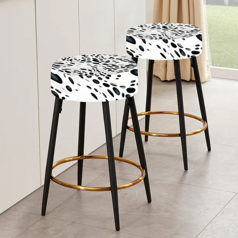 White And Black Snow Leopard Spots - Geometric Bar Stools Set Of 2