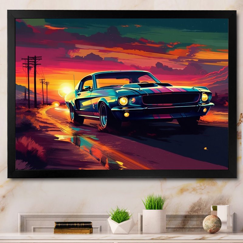 «Melody Car Muscle Car» par Marcelena, Cadre photo noir, H 12 po x l 20 po x P 1 po