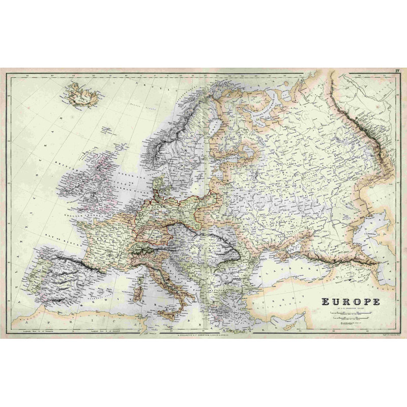 Carte pastel de l'Europe, H 12 po x l 18 po