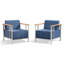 Chaises longues d'extérieur en acier thermolaqué 2 pièces Coan Archlebov - Siège profond avec coussins épais de 10 po-1649173539