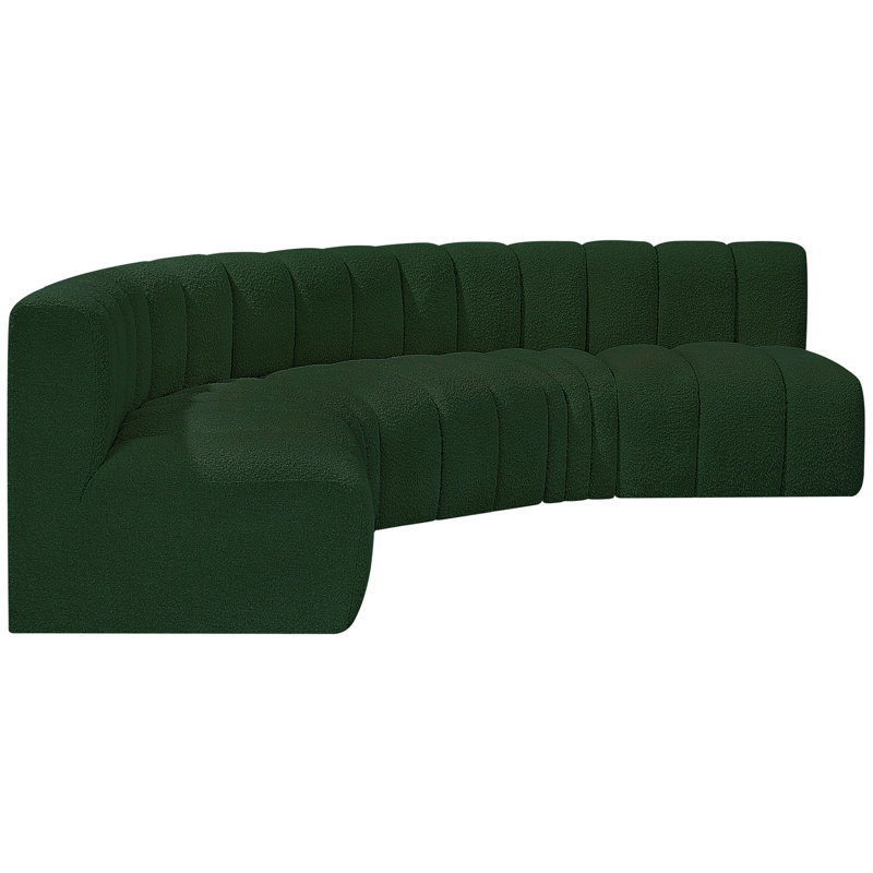 Canapé et méridienne rembourrés Hridaan, Tissu bouclé vert