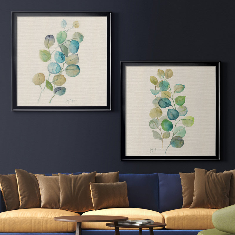 Eucalyptus I - ensemble de 2 reproductions d'art, Pas de tapis, H 30,5 po x l 61 po x P 1,5 po, Toile encadrée noire