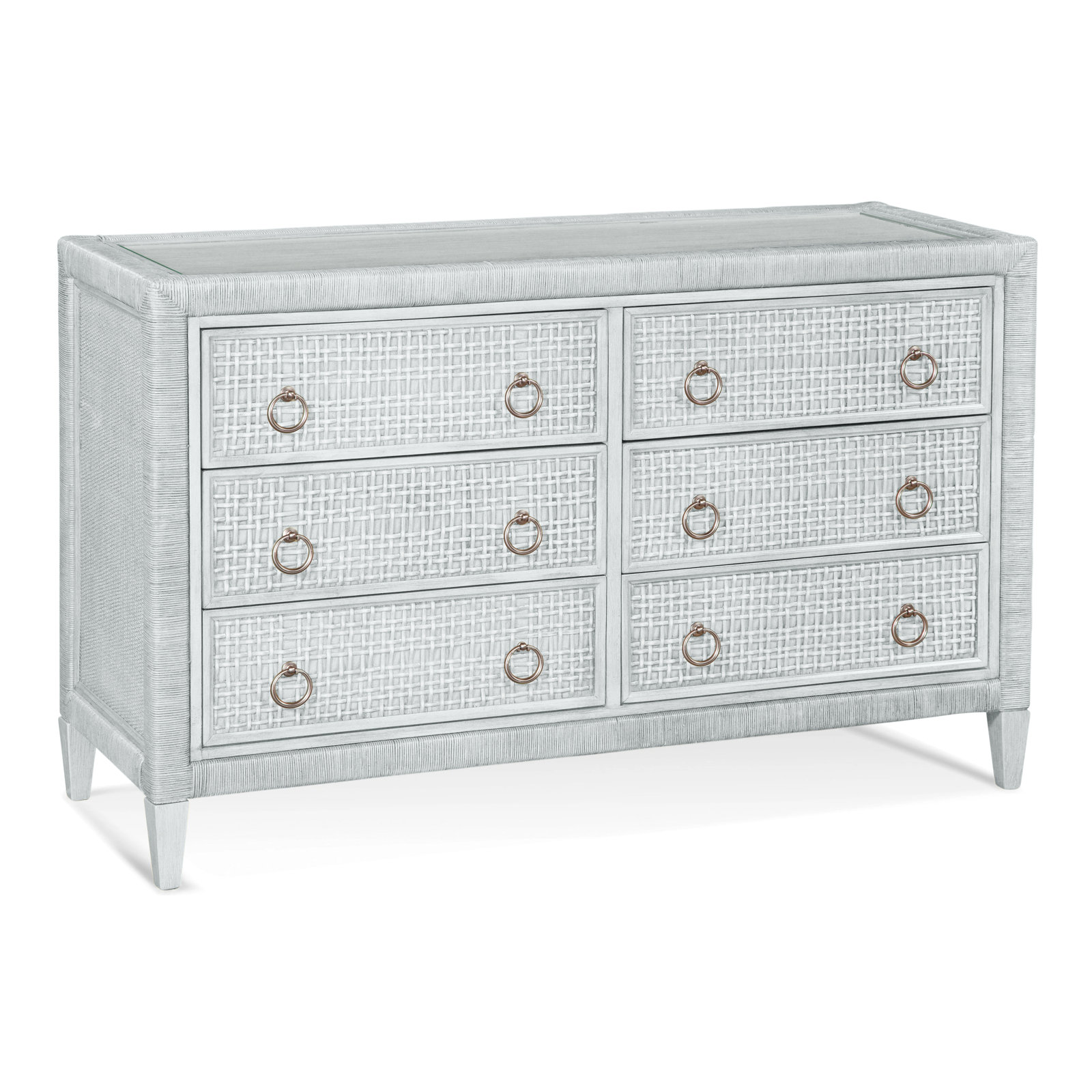 Monterey 54" Double Dresser, Frost White, No, Satin Nickel