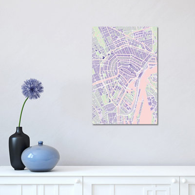 «Amsterdam Violet» par Planos Urbanos, impression sur toile tendue