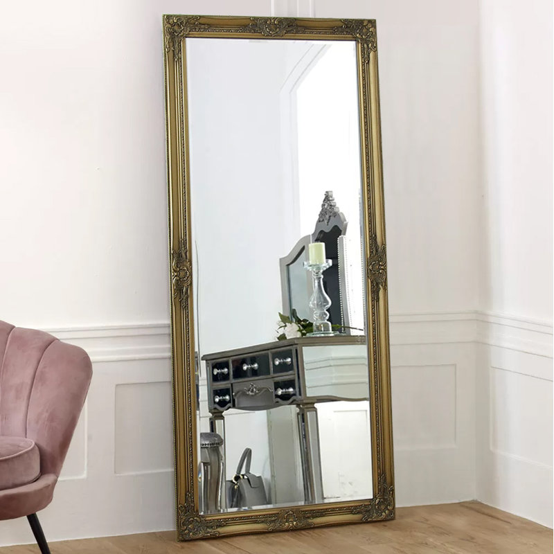 Brackenbury Solid Wood Rectangle Mirror, Antique Gold