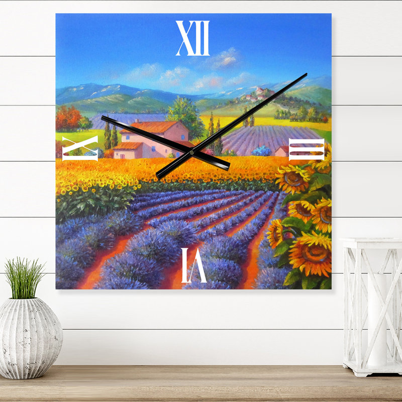Horloge murale lavande et tournesols, Très grand