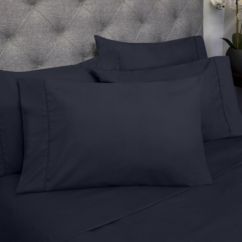 Luxurious Soft Microfiber Sheet Set with Bonus Pillowcases, Navy, Twin Sheet Set with 2 Pillowcases