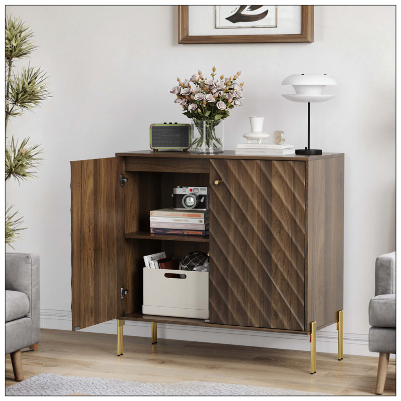Buffet Kleankin, armoire de rangement avec 2 portes, crédence pour cuisine multifonction, console, salon, gris