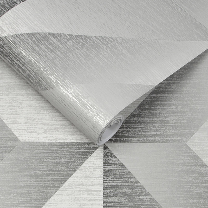 Geometric Metallic Wallpaper Double Roll, Silver
