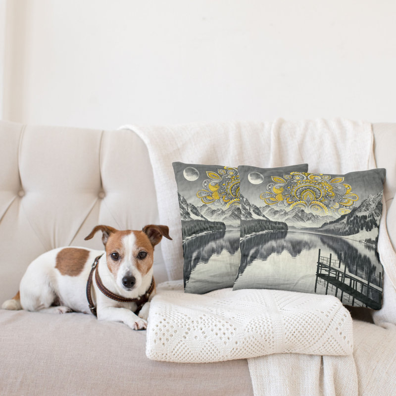 sd1049_Ambesonne, housse de coussin 2 pièces, mandala et montagne, H 18 po x l 18 po