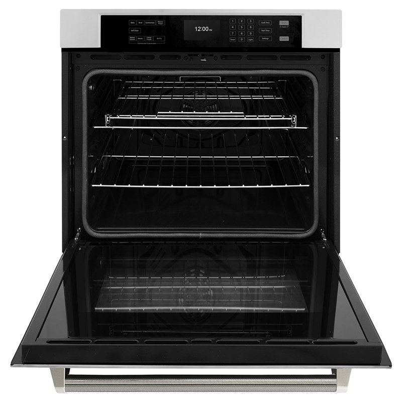 ZLINE Autograph 30 in. True Convection Single Wall Oven in Stainless Steel & Nickel Helix Handle