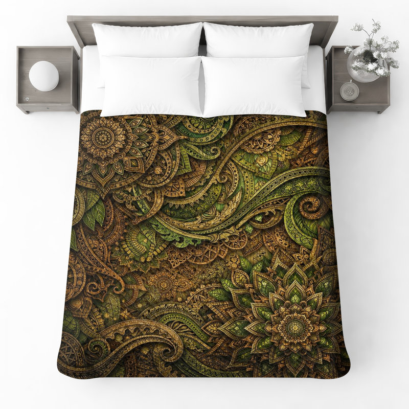 Couvre-lit matelassé complexe à motif mandala toutes tailles, Double