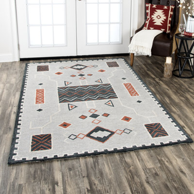 Tapis gris en laine touffeté à la main Potts