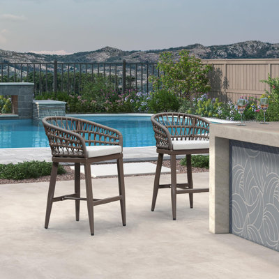 24" Patio Bar & Counter Stool With Waterproof Upholstered And Powder Metal (set Of 2) by Bayou Breeze
