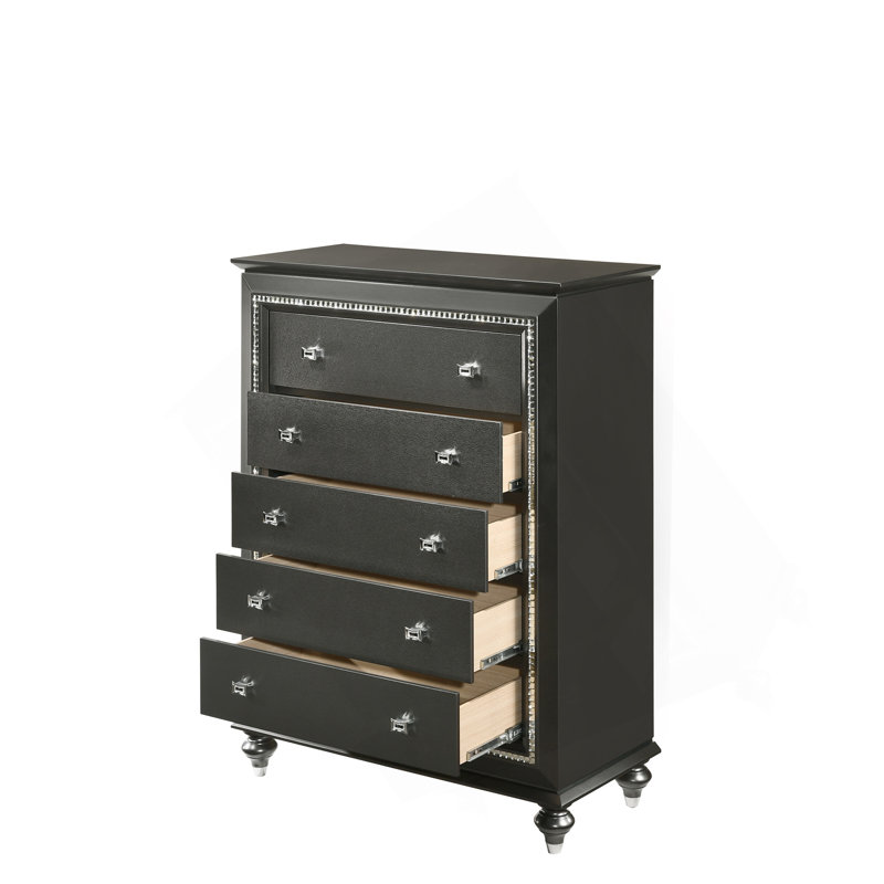 Kaitlyn Metallic Gray Finish Chest, Silver Gray