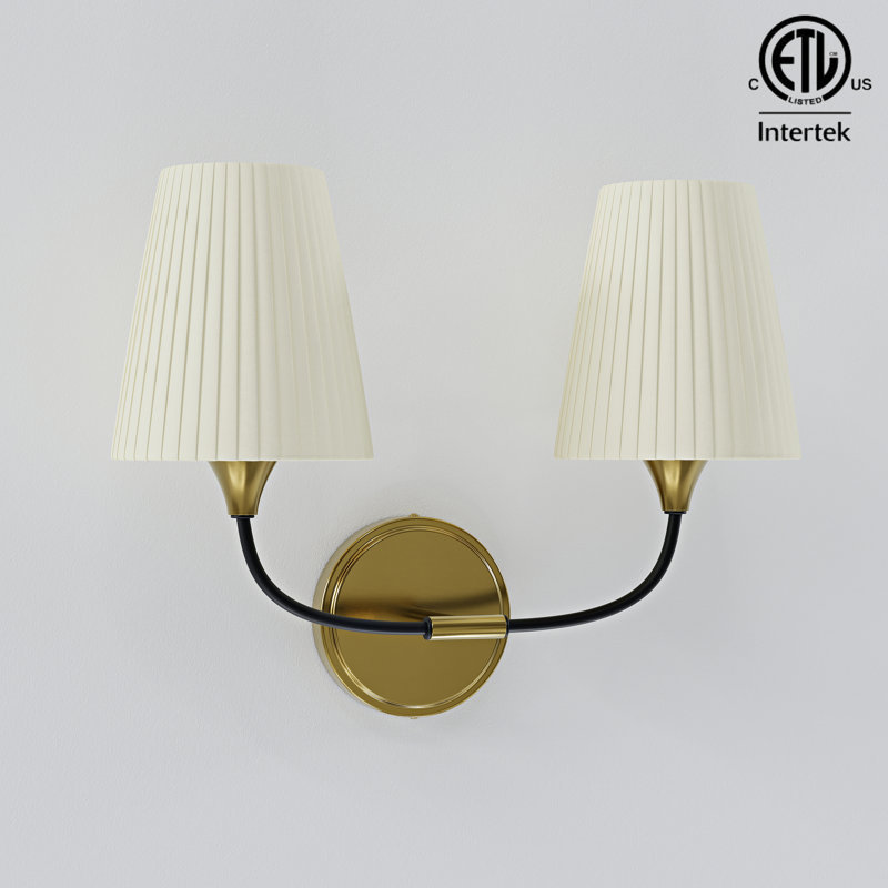 ETL Listed 2-Light Modern Dimmable Bathroom Vanity Light with Fabric Shades, 2