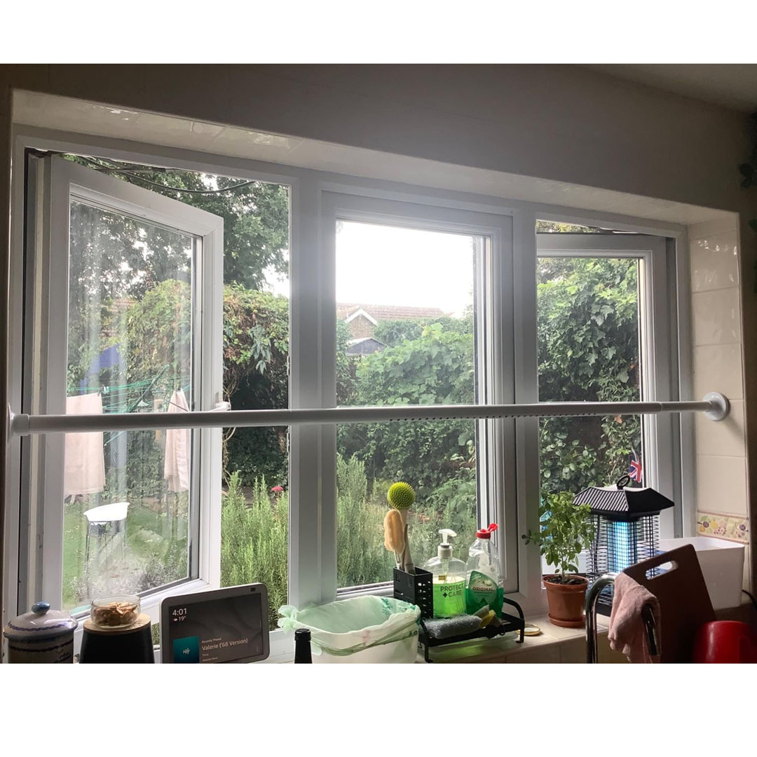 110cm Straight Tension Shower Curtain Pole & Hook Set