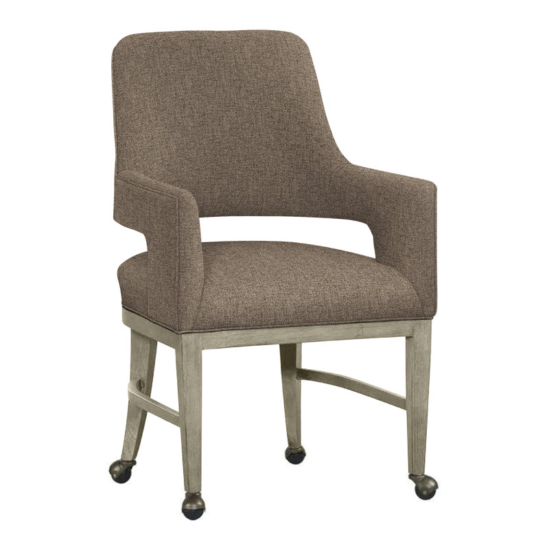 Chaise avec accoudoirs Josie, Amande chamois, Écorce 8789