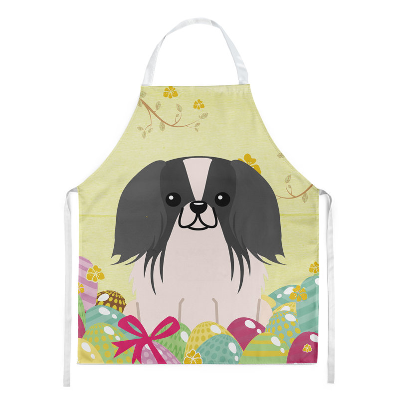 Easter No Pattern Bib Apron, Pekingnese, Yellow/Black/White