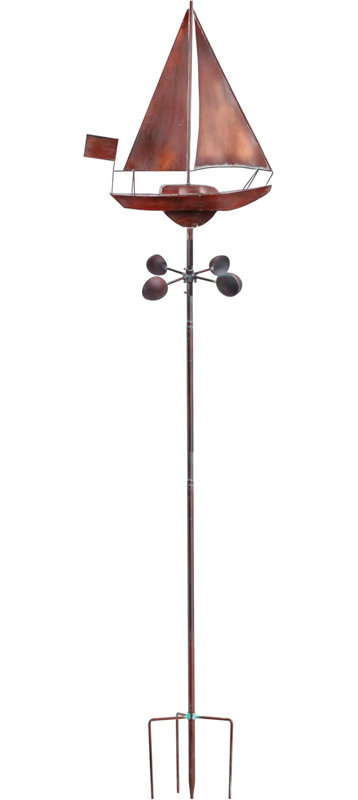 Bateau à voile en métal - bateau à voile en métal - décor extérieur rustique pour jardin, patio, cour