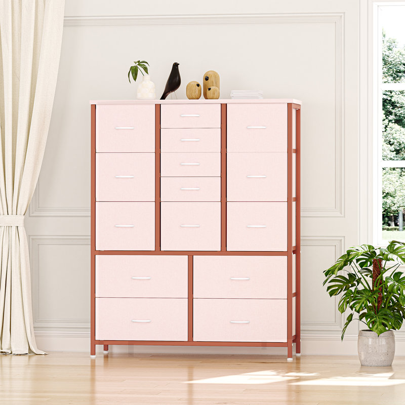 Storage Cabinet, Beige/Dusty Pink